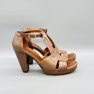 Chie Mihara Sandals Womens 7 Brown Leather Strappy Ankle Strap Block Heel Shoes